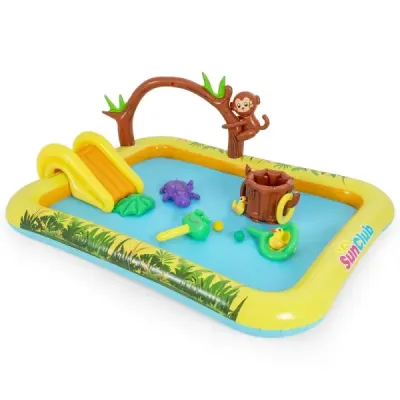 Centru de joaca gonflabil cu Slide Jungle Aventura piscina pentru copii cu Plansch Basin Monkey Aspersor