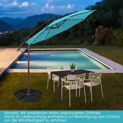 Vytvorte si vo svojom vonkajšom priestore pohodlnú a tienistú oázu a užívajte si vonku vo veľkom štýle! Náš závesný slnečník na