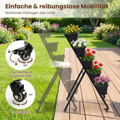 Pat vertical cu role 5 etaje Scari de flori din metal 57 x 68 x 117 cm