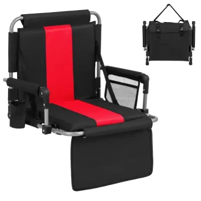 Scaun stadion cu backrest Grandstand pliabil cu sac de depozitare & suport băutură Red