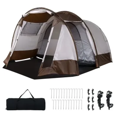 Cort tunel pentru 4-6 persoane Cort de camping impermeabil cu intrare mare și ușă de ventilație