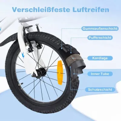 16 inch biciclete cu înălțime reglabil șa & ghidon pentru 4-7 ani Alb