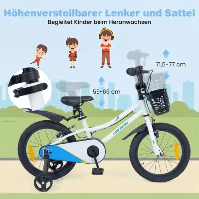 16 inch biciclete cu înălțime reglabil șa & ghidon pentru 4-7 ani Alb
