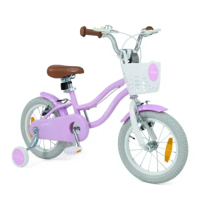 14 inch biciclete pentru copii cu roți de sprijin & coș biciclete pentru copii cu înălțime reglabil ghidon & șa violet