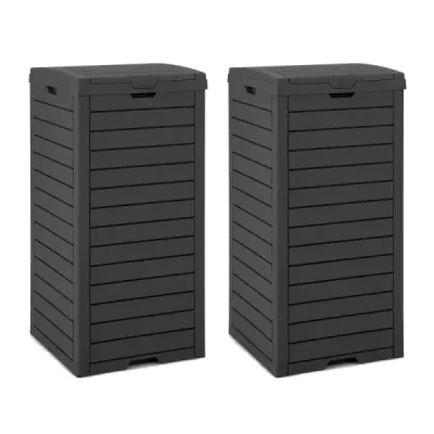 2er Set 118 L Găleată de gunoi cu capac & lichid extensibil bol & mâner impermeabil negru