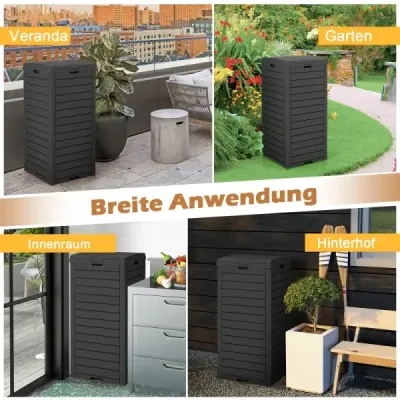 2er Set 118 L Găleată de gunoi cu capac & lichid extensibil bol & mâner impermeabil negru