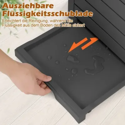 2er Set 118 L Găleată de gunoi cu capac & lichid extensibil bol & mâner impermeabil negru