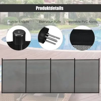 Set 2 Poolzaun copii protecție gard piscină protecție gard gard gard 366 x 122 cm