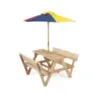 Masa de picnic pentru copii cu parasolar Grupul de scaune pentru copii din lemn de brad cu 2 banci si spătare