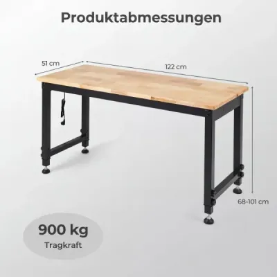 122 cm greutate grea de lucru banc inaltime masa de lucru reglabila cu cadru metalic gaura perete & priza