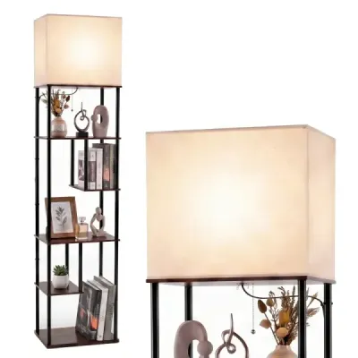 lampă podea cu raft 172 cm lampă etaj înalt cu 5 rafturi Lampă de podea modernă cu abajururi