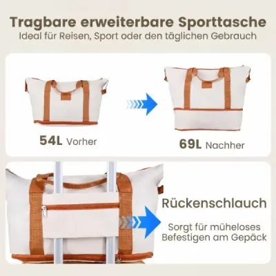 Valize Set 5 Caz de călătorie parțial extensibil cu 1 sac de călătorie & 1 sac de cultură bej