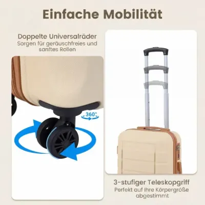 Valize Set 5 Caz de călătorie parțial extensibil cu 1 sac de călătorie & 1 sac de cultură bej