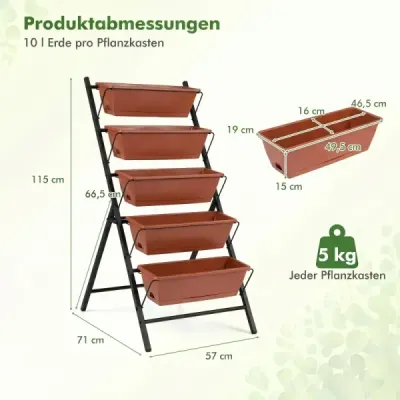 5-Short Vertical High Beet Plant Beet with 5 Removable Flower Boxes