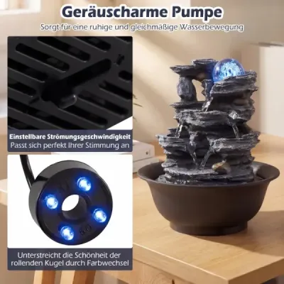 Cascadă Fântâna de masă cu efect de piatră Pompă colorată LED-uri & Leiser