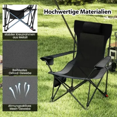 2 scaun de camping cu tetieră detașabilă & spătar reglabil & scaun înger gri