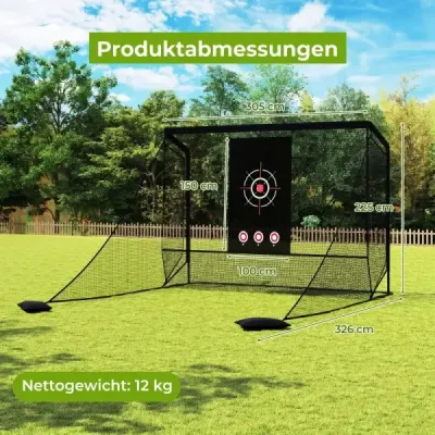 Joc de golf net practică de golf net cu disc țintă părţi laterale pliabile & podea net 326 x 305 x 225 cm