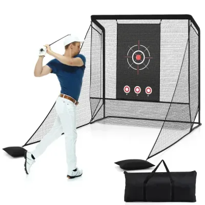 Golf net practica de golf net cu disc țintă părți laterale pliabile & podea net 300 x 214 x 225 cm