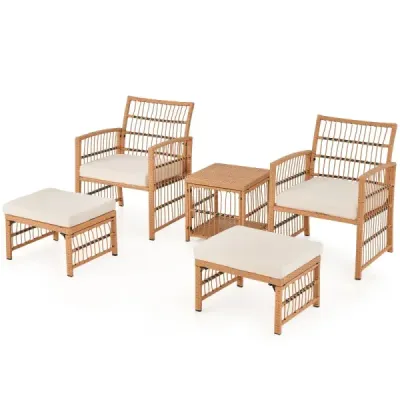 5 parti Rattan Set mobilier exterior Balcon mobila cu 2 fotolii 2 Tools & 2 etaj masa de cafea set Lounge