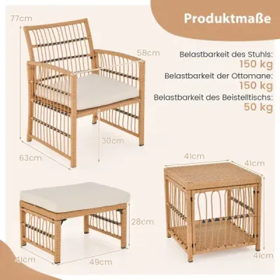 5 parti Rattan Set mobilier exterior Balcon mobila cu 2 fotolii 2 Tools & 2 etaj masa de cafea set Lounge