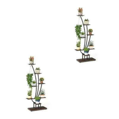 2 set de stand de plante cu lumini de creștere 8 etaje rafturi de plante
