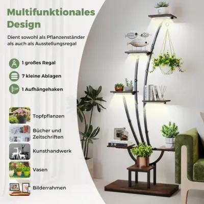 2 set de stand de plante cu lumini de creștere 8 etaje rafturi de plante