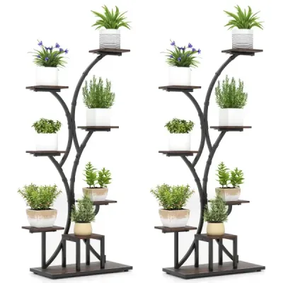 2 stand de plante set cu lumini de creștere 8 etaje rafturi de plante