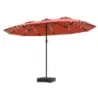 umbrelă dublă de soare 460 x 285 cm umbrelă cu LED-uri manivelă de iluminat &amp; stand umbrelă Orange