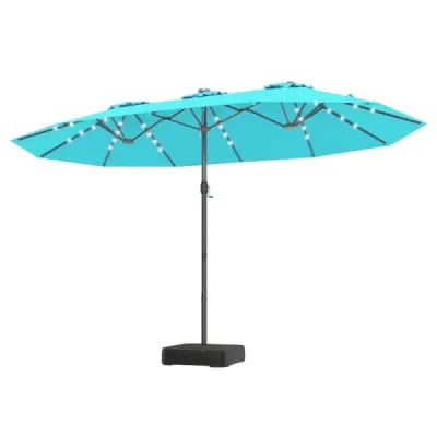 umbrela dublu soare 460 x 285 cm umbrela cu LED-uri manivela si stand umbrela turcoaz