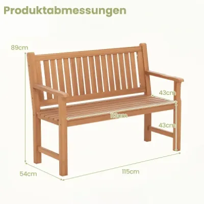 Banc de gradina cu backrest ergonomic pana la 300 kg incarcat 115 x 53.5 x 89 cm
