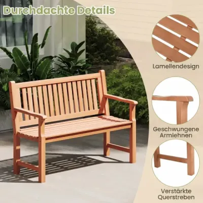 Banc de gradina cu backrest ergonomic pana la 300 kg incarcat 115 x 53.5 x 89 cm