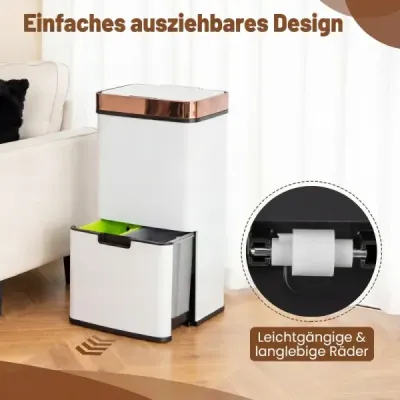 72L coș de deșeuri din oțel inoxidabil cu container de deșeuri de bucătărie 42 x 32 