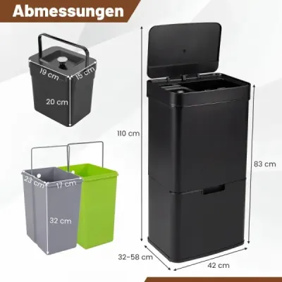 72L coș de deșeuri din oțel inoxidabil cu rezervor de deșeuri de bucătărie 42 x 32 