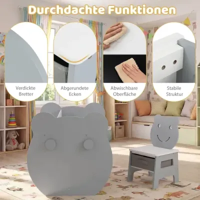 3 din 1 masa pentru copii cu activitate scaun set cu tabla cantilever si gri tabla alb + alb