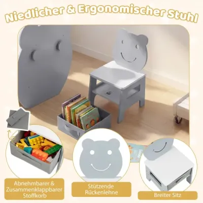 3 din 1 masa pentru copii cu activitate scaun set cu tabla cantilever si gri tabla alb + alb