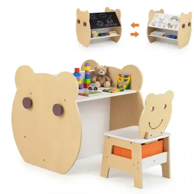 3 din 1 masa pentru copii cu activitate scaun setat cu tabla cantilever si tabla alba + alb