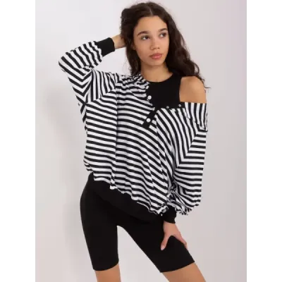 Sport cu trei piese set negru/alb pentru femei (828)