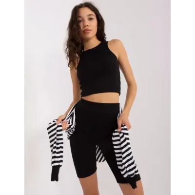 Sport cu trei piese set negru/alb pentru femei (828)