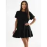 Rochie neagră de vară din bumbac (A1229)