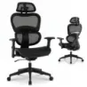 Scaun birou ergonomic cu scaun de birou cu plasă cu braț reglabil și tetieră negru