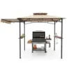 Grillpavillon mit Seitenmarkise Doppeldach 2 Seitenregalen &amp; Haken Gartenpavillon BBQ Pavillon Bej