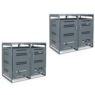 2 Set Trash Tone Box pentru 2 x 120 L Trash Tone Proof Weatherproof Garden Shed cu ușă blocată