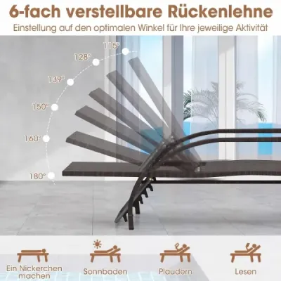 Canapeaua de grădină Sun Lounger cu backrest reglabil de 6 ori și backrest