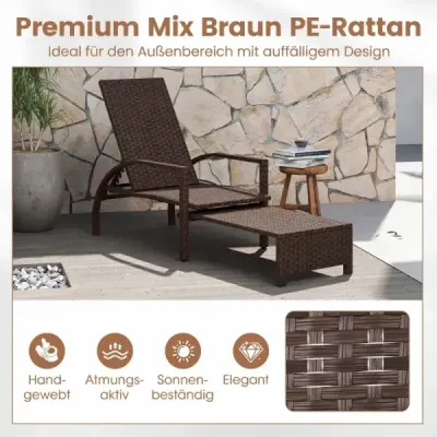 Canapeaua de grădină Sun Lounger cu backrest reglabil de 6 ori și backrest