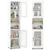 Cabinet baie cu 2 usi transparente din sticla Rafturi reglabile 40 x 30 x 170 cm Alb