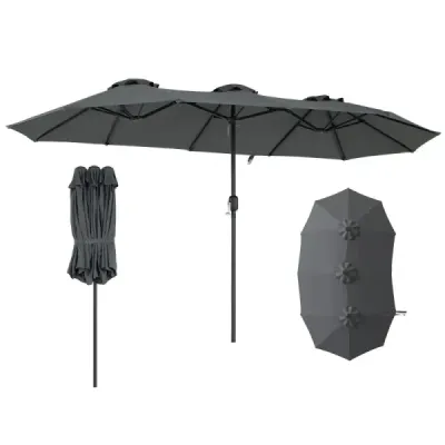 Dublu sunshade 400 x 215 cm Rectangular de apă respingător gri