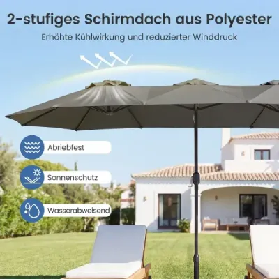 Dublu sunshade 400 x 215 cm Rectangular de apă respingător gri
