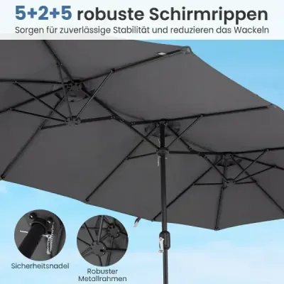 Dublu sunshade 400 x 215 cm Rectangular de apă respingător gri