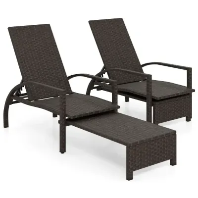 2 a stabilit lounger soare cu 6 ori backrest reglabil & trage-out picioare
