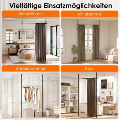 Bară pentru perdele fără forare 120/314 cm (H) 73/183 cm (B) Negru